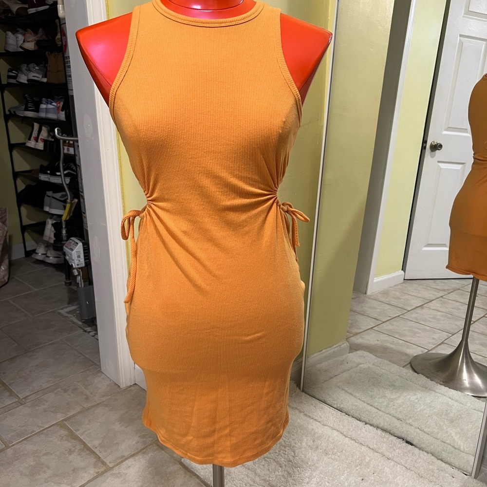 Orange Dress With Side Cut Outs